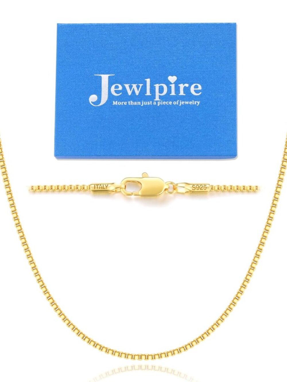 1.3mm Box Chain 14K Gold Plated 925 Sterling Silver Chain Necklace for Women, Th